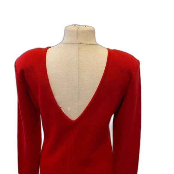 VTG Outlander Red Wool/blend Sheath Dress Deep Plunge Back Long Sleeves L NWT - Picture 5 of 10